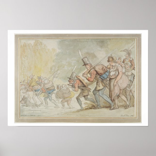 Poster Soldiers on a March 1805 (pen & ink and watercolo (Devant)
