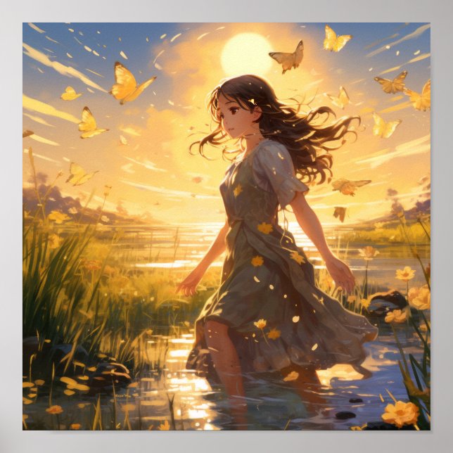 Poster Soleil baisé Bliss d'été - Brown Haired Girl in a  (Devant)