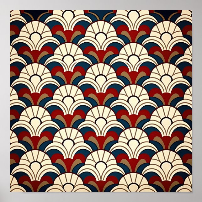 Poster Soleil blanc se levant au-dessus des vagues abstra (Devant)