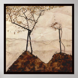 Poster Soleil d'automne et arbres par Egon Schiele, Art v