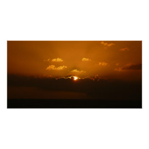 Poster Soleil Derrière les nuages I Orange Sunset Photo