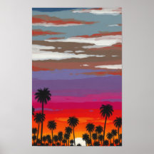 Soleil derrière les palmiers tropicaux