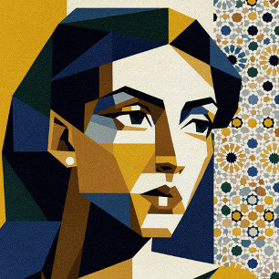 Poster Soleil et Lune Visage Art Dualisme Jour et Nuit Gé