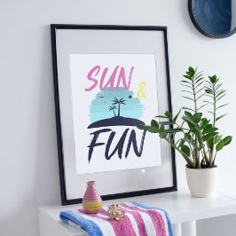 Poster Soleil et plaisir. Illustration en été.