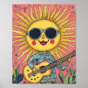 Poster Soleil jouant de la guitare