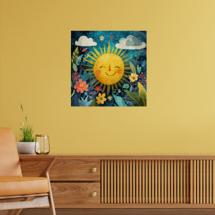 Poster Soleil joyeux surplombant le jardin