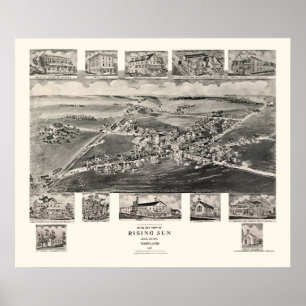 Poster Soleil Levant, carte panoramique de DM - 1907