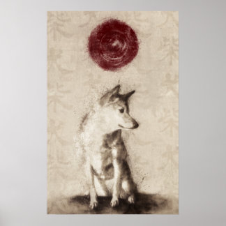 Poster Soleil levant Shiba Inu