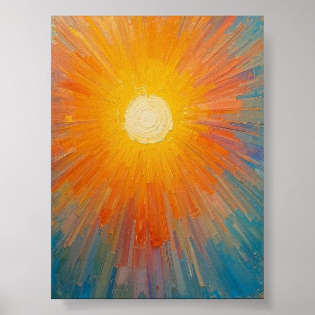 Poster Soleil rayonnant sur un large ciel bleu (Devant)