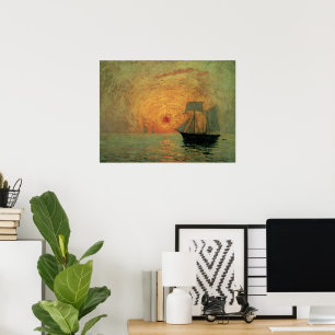 Poster Soleil rouge par Maxime Maufra, impressionnisme Vi