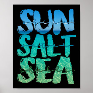 Poster Soleil Sable Mer Sel Croisière Navire de Plage Été