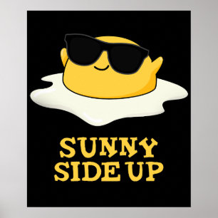 Poster soleil Side Up Funny Fried Egg Pun Dark BG