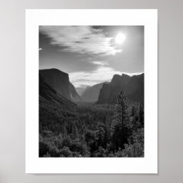Poster Soleil sur la Vallée Yosemite Photo noir et blanc