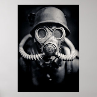 Poster Solide allemand 2ème guerre mondiale dans un masqu