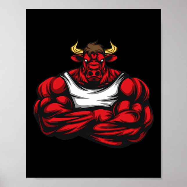 Poster Solide comme Bull Bodybuilding (Devant)