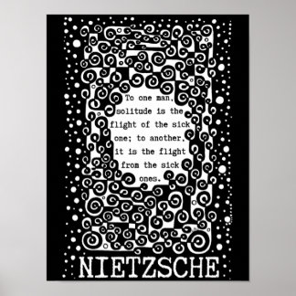 Poster SOLITUDE citation noir et blanc de Nietzsche
