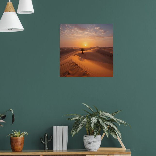 Poster Solitude du désert - Dunes d'or au coucher du sole (Salon 1)