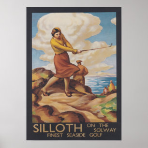 Poster Sollith on the Solway, Angleterre, Golf Vintage
