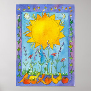 Poster Solstice d'été aux fruits du soleil Aquarelle