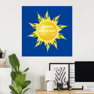 Poster Solstice d'été bleu le plus long jour de l'année
