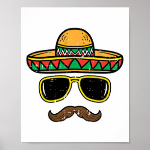 Poster Sombrero Face Cinco De Mayo Fête mexicaine K