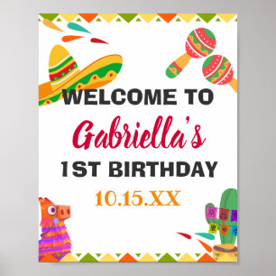 Poster Sombrero Llama Fiesta de style mexicain Premier an