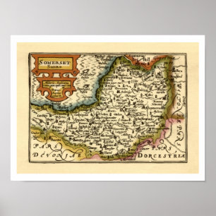 Poster Somerset Comté Angleterre Ancien Atlas Antiquaire