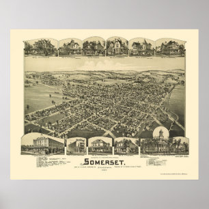 Poster Somerset, PA Carte panoramique - 1900