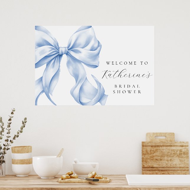 Poster Something Blue Bow Bridal Shower Welcome (Cuisine)