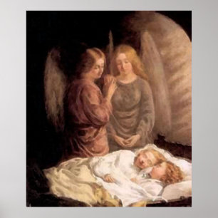 Poster Sommeil - Deux anges gardiens et enfants