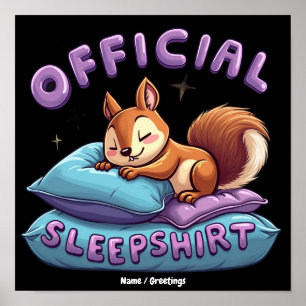 Poster Sommeil officiel d'écureuil Mignon & Fun Napping