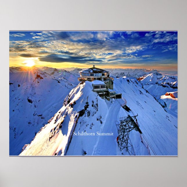 Poster Sommet de Schilthorn (étiqueté) (Devant)