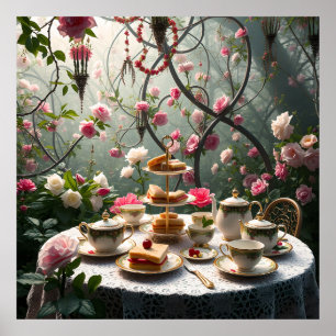Poster Somptueuse Installation De Thé L'Après-Midi Dans L