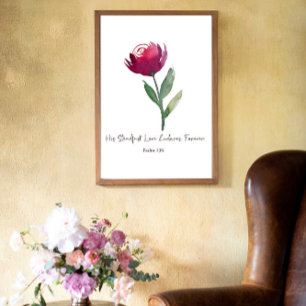 Poster Son amour inébranlable aquarelle rose rouge