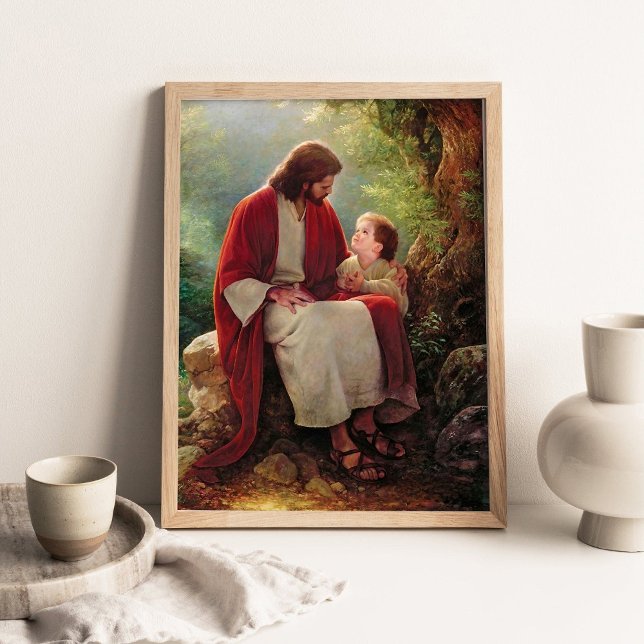 Poster Son Amour, Jésus-Christ et Peinture de Petit Garço (Créateur téléchargé)