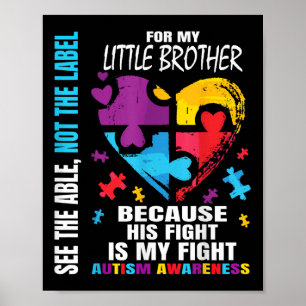 Poster Son Combat Est Mon Combat Blue Little Frère Autism