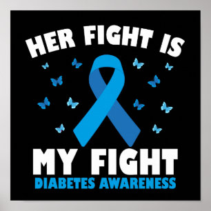 Poster Son combat Mon combat Contre le diabète T1D Ruban