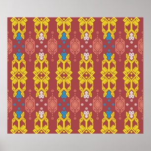 Poster Songket Tenun Geometrik Motif sans couture avec Cr