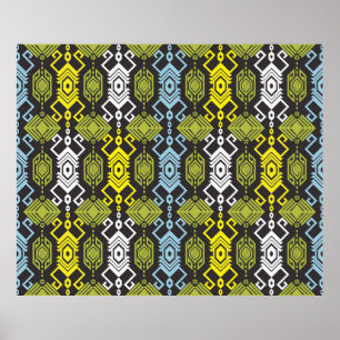Poster Songket Tenun Motif géométrique sans couture ave