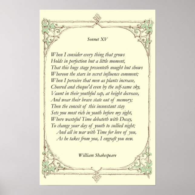 Poster Sonnet # 15 par William Shakespeare (Devant)