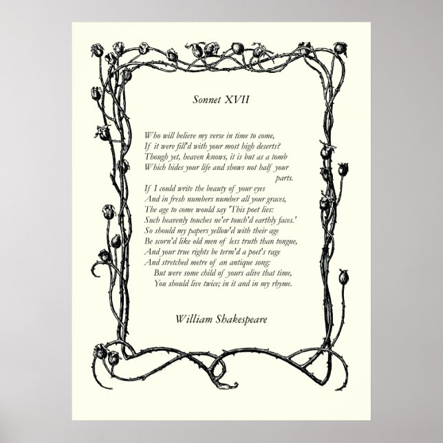 Poster Sonnet # 17 par William Shakespeare (Devant)