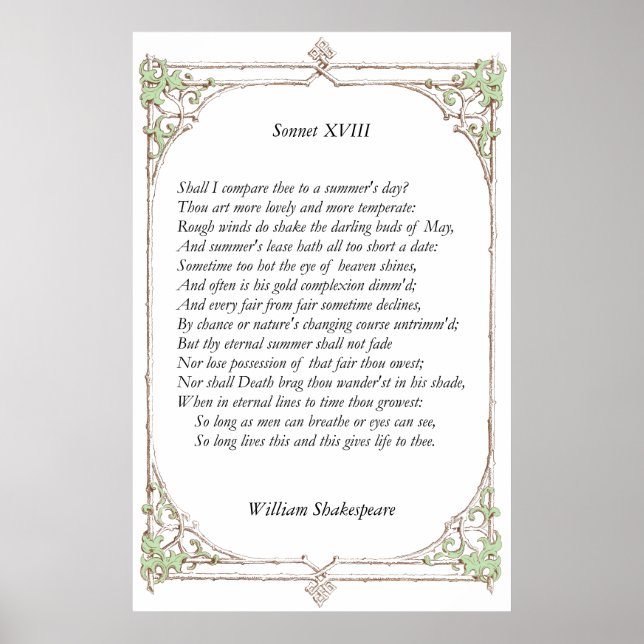 Poster Sonnet # 18 par William Shakespeare (Devant)