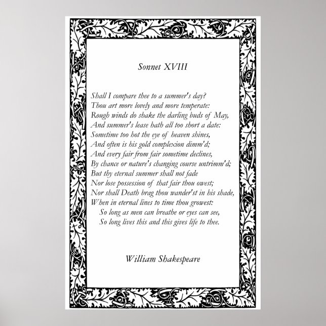 Poster Sonnet # 18 par William Shakespeare (Devant)