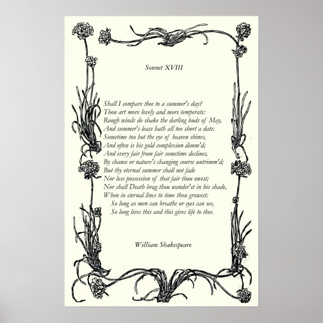 Poster Sonnet # 18 par William Shakespeare (Devant)