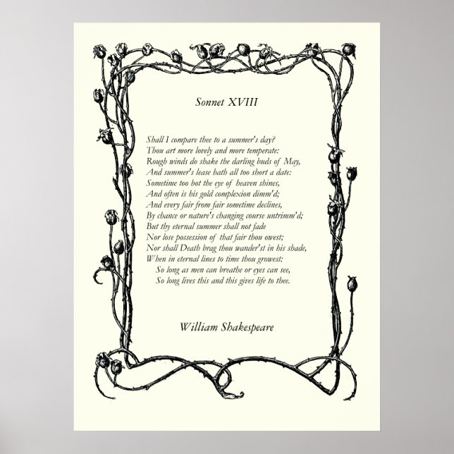 Poster Sonnet # 18 par William Shakespeare (Devant)