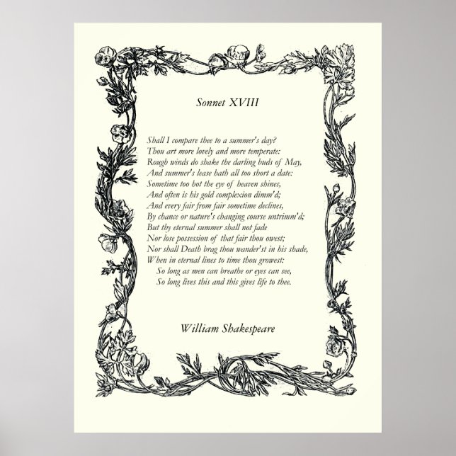 Poster Sonnet # 18 par William Shakespeare (Devant)