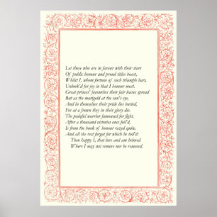 Poster Sonnet # 25 par William Shakespeare