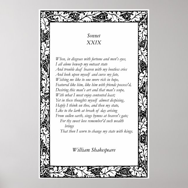 Poster Sonnet # 29 par William Shakespeare (Devant)
