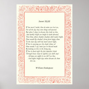 Poster Sonnet # 43 par William Shakespeare