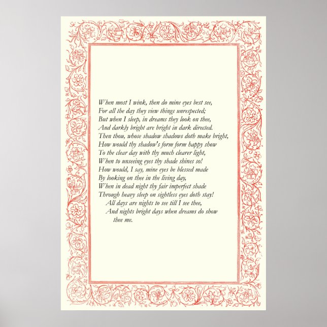 Poster Sonnet # 43 par William Shakespeare (Devant)